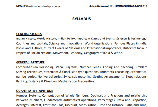 Medhavi Syllabus 