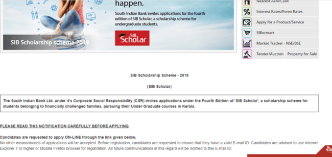 Process To Apply For South Indian Bank Scholarship
