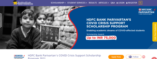 HDFC COVID Crisis Support Scholarship