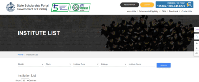 View Institution List