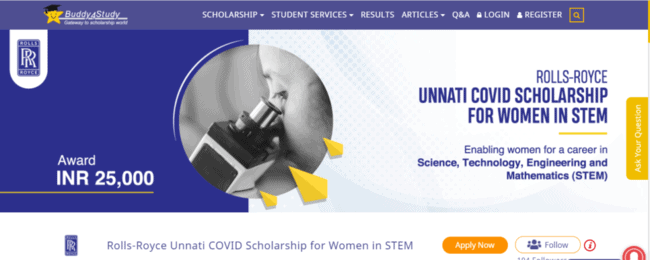 Rolls Royce Unnati COVID Scholarship for Women in Stem Application Procedure