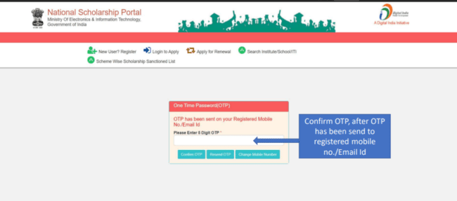Change Mobile Number NSP Scholarship Portal