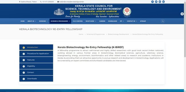 Procedure to Apply Under Kerala Biotechnology Re-entry Fellowship 2022