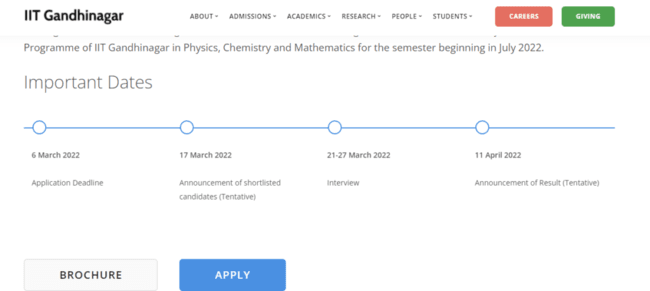 IIT Gandhinagar Early Admit Msc Programme