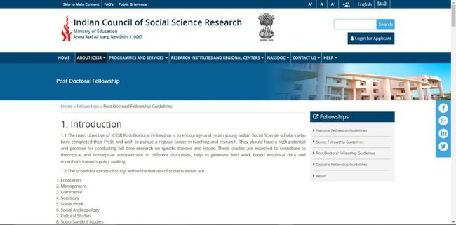 Application Procedure for Post-Doctoral Fellowship