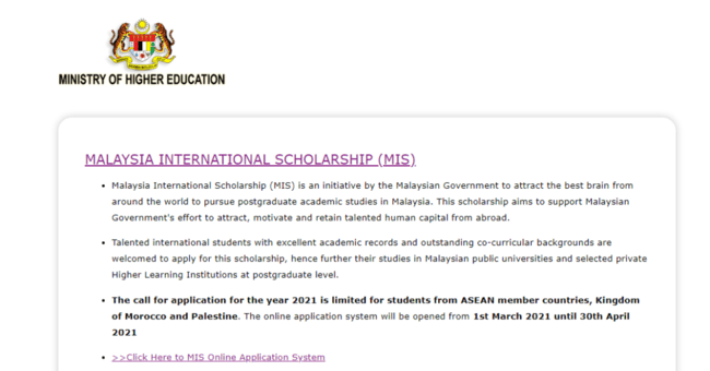 Malaysian Government Scholarship