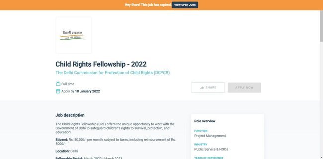 Application Procedure for Child Rights Fellowship 2022