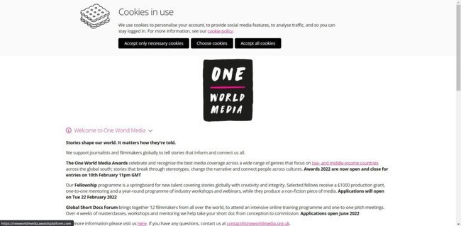 One World Media Fellowship 2022 Application Procedure