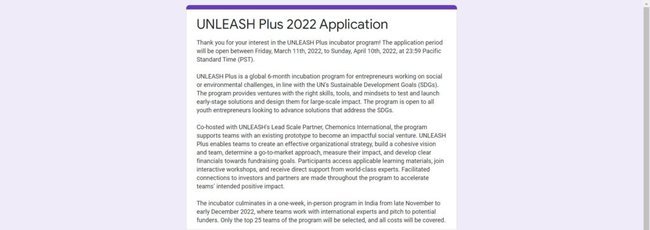 UNLEASH Plus Incubator Program 2022 Application Procedure