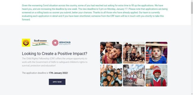 Application Procedure for Child Rights Fellowship 2022