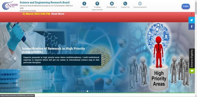 Application Procedure for National Science Chair SERB 2022