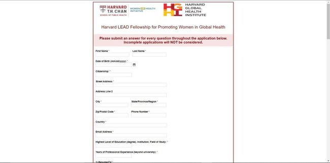 Application Procedure for Harvard Lead Fellowship