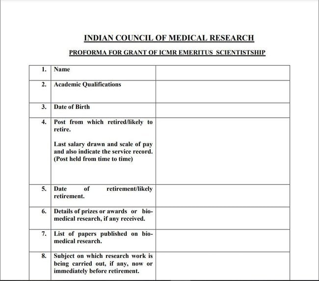 ICMR Emeritus Scientist 2022 Application Procedure