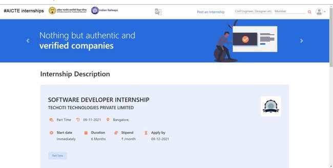Application Procedure for AICTE MERN Typescript Developer Internship 2023