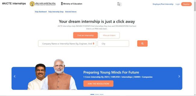 AICTE Tax & Revenue Internship Application Procedure