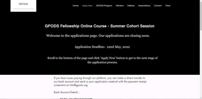 GPODS Fellowship 2022-23 Application Process