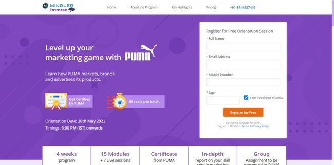 PUMA Mindler Internship 2022 Online Registration