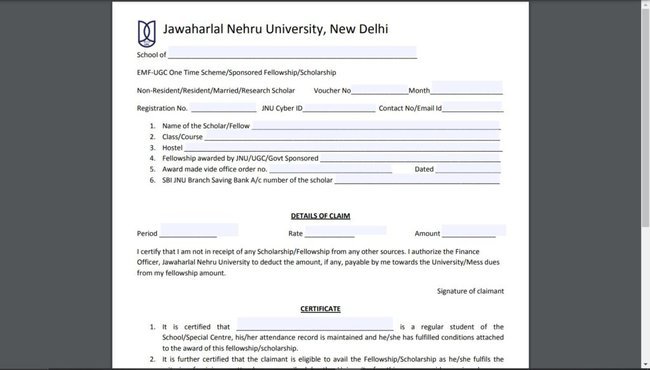Application Procedure for Scholarship Claim Form