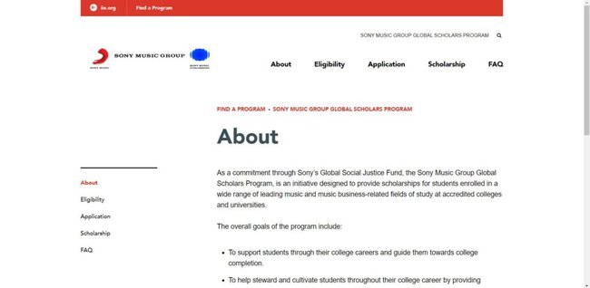 Sony Music Scholarship Official Website