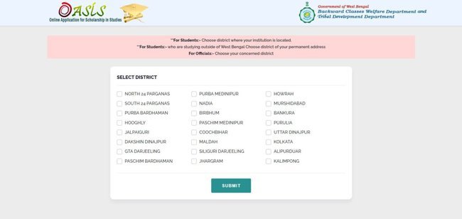 Oasis Scholarship Status 
