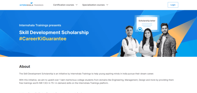 Internshala Skill Development Scholarship Official Website