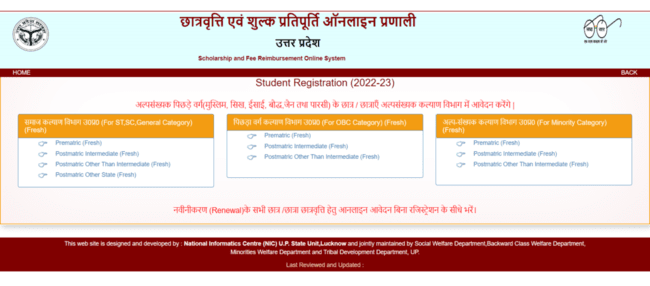 Postmatric Intermediate Scholarship for OBC Students Uttar Pradesh