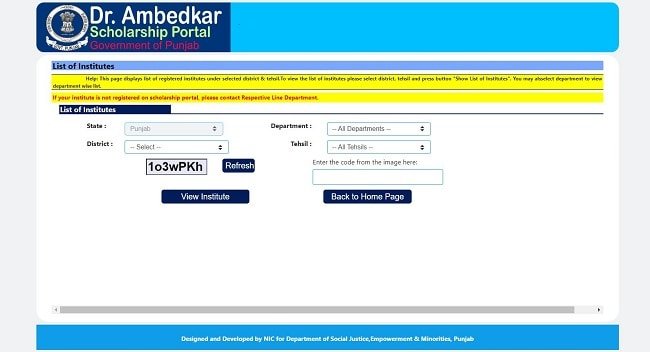 Registered Institutes