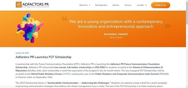 Adfactors PR Launches FCF Scholarship Official Website
