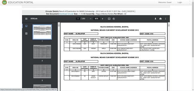 Find NMMS Merit List 
