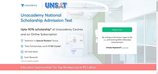 Unacademy Scholarship Test Official Website