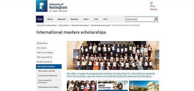Master scholarships