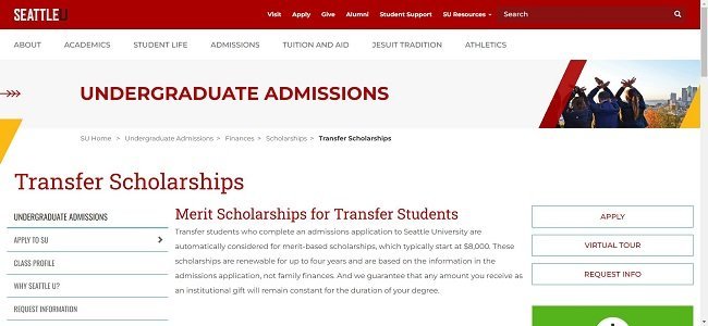 Merit Scholarship For Transfer students