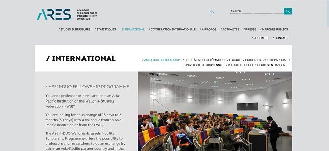 ASEM-DUO Wallonia-Brussels Mobility Scholarship Official Website