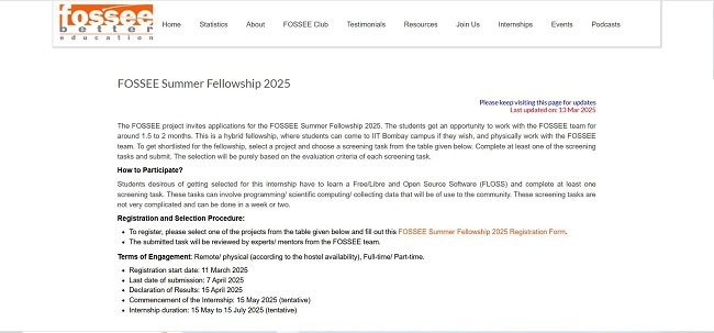 FOSSEE Summer Fellowship Official Website