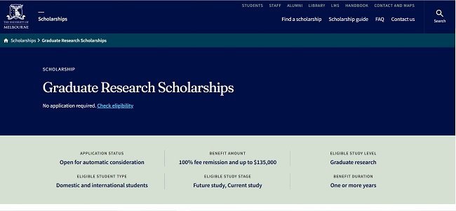 Melbourne University Official Website 