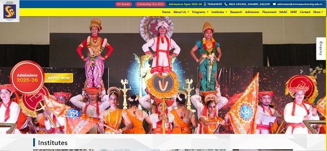 Srinivas University Scholarship Test Official Website 